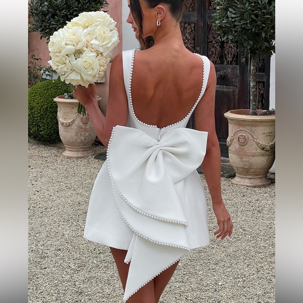 White Sleeveless A-Line Mini Dress - Picture 2 of 5